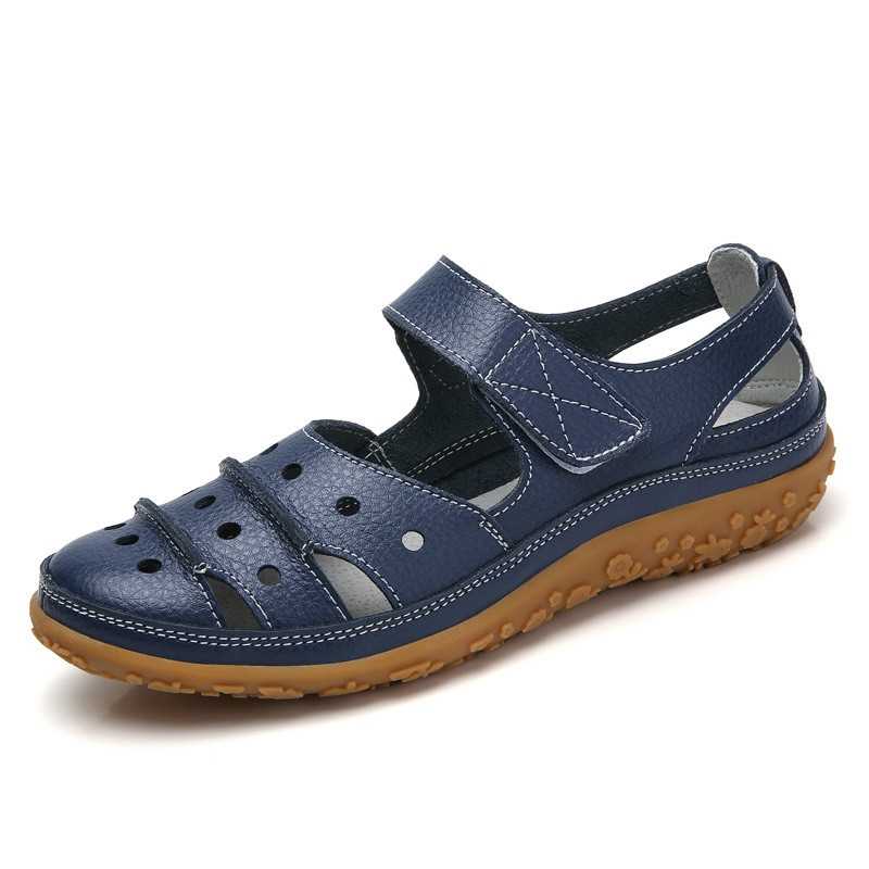 Women's Sandals 2021 Summer New Leather Handmade Ladies Shoes Leather Sandals Women's Flat Sandals Retro Style Mother Shoes